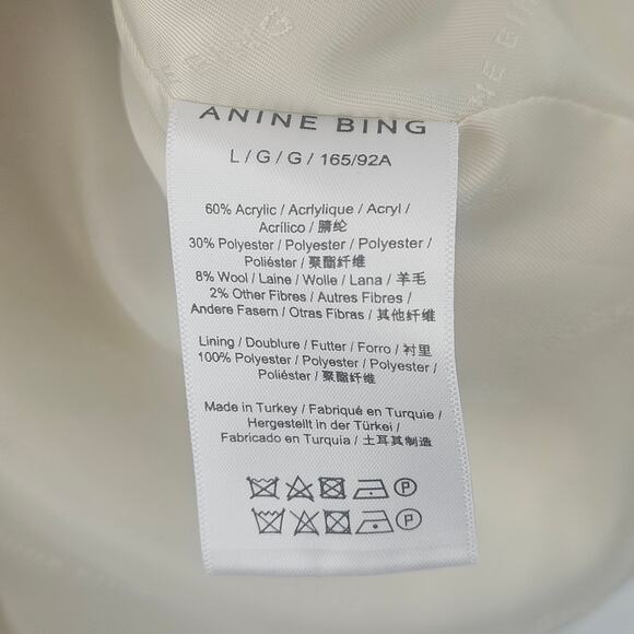 Anine Bing Oversized Fishbone Blazer Tan/White Herringbone Print‎ Size Large - Picture 6 of 11